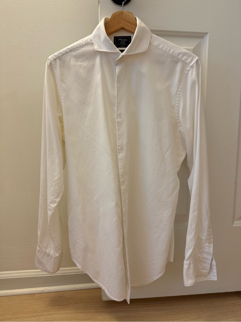 Men's White Fitted Dress Shirt - T.M.Lewin - Imperial Oxford 100% Cotton